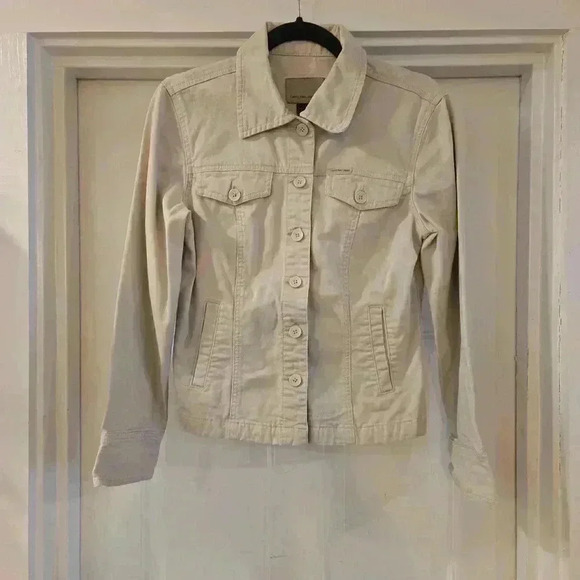 Calvin Klein Jeans Womens Jean Jacket Cream Tan Size Small - Picture 1 of 12
